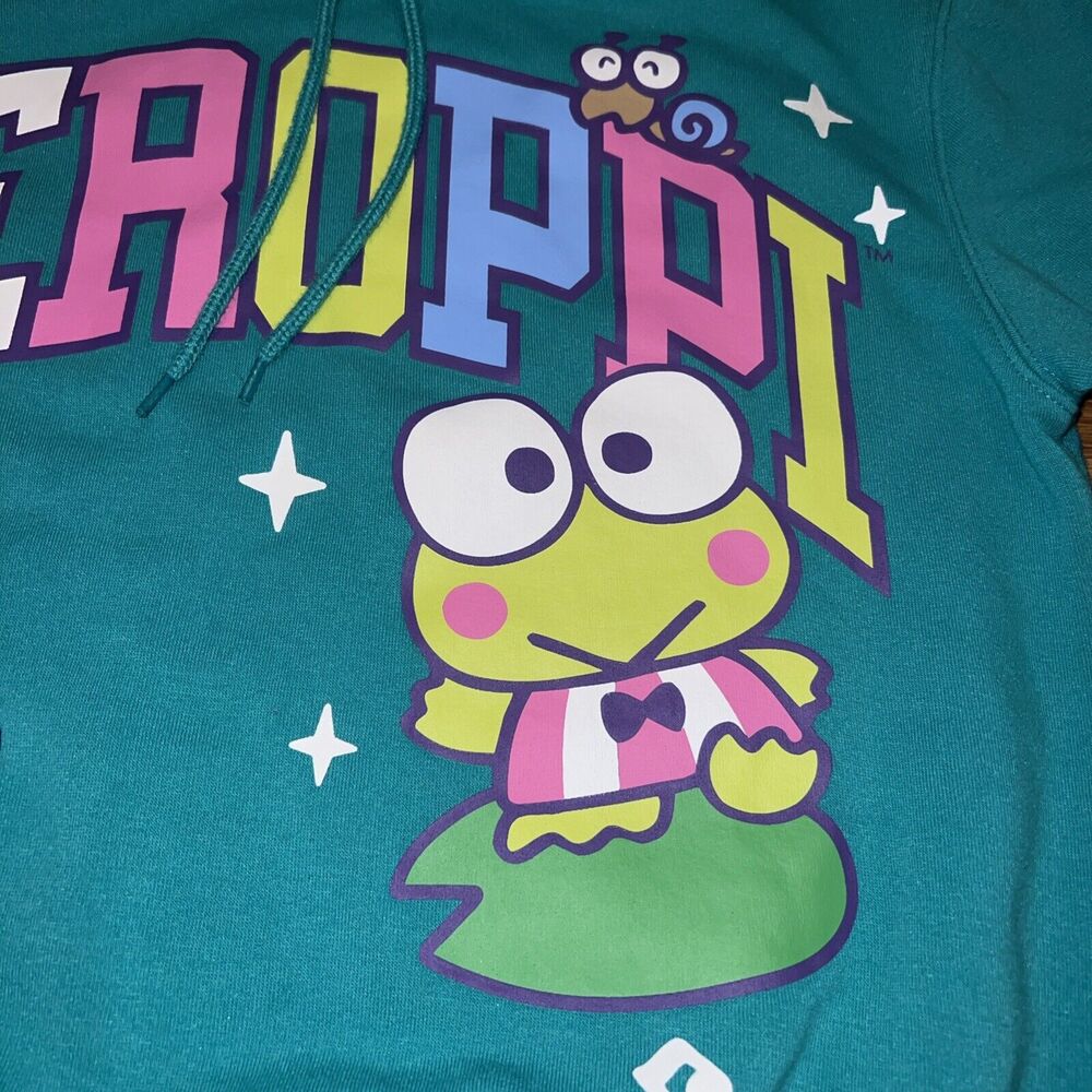 Sanrio Keroppi Graphic Hoodie Sweatshirt Fleece Sherpa Lined Hoodie Size XS - Picture 5 of 11